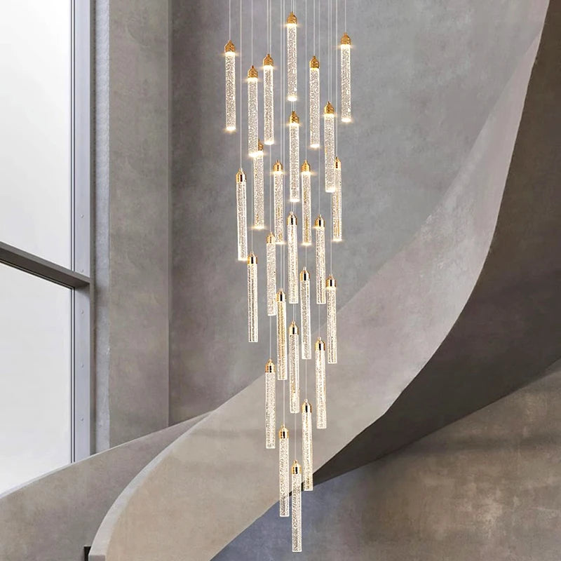 Modern Crystal Stair Chandelier Lights Indoor Lighting Ceiling Lamp Hanging Light Led Chandeliers for Living Room Indoor Lightin