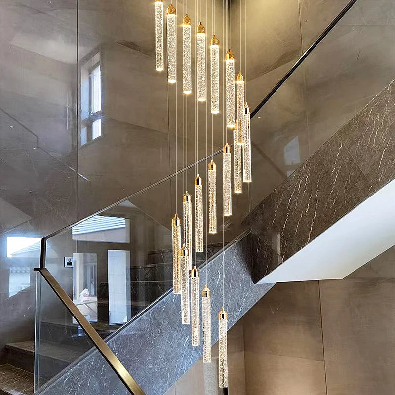 Modern Crystal Stair Chandelier Lights Indoor Lighting Ceiling Lamp Hanging Light Led Chandeliers for Living Room Indoor Lightin