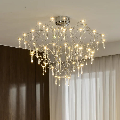 Living Room Ceiling Lights Luxury Crystal Bedroom Restaurant Golden Lustre Design Chandelier Creative Home LED Lighting Fixtures