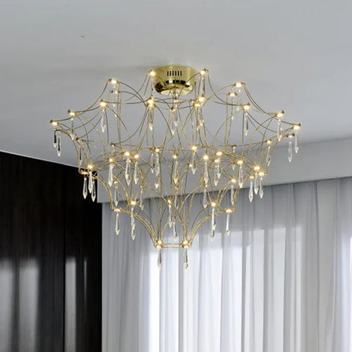 Living Room Ceiling Lights Luxury Crystal Bedroom Restaurant Golden Lustre Design Chandelier Creative Home LED Lighting Fixtures