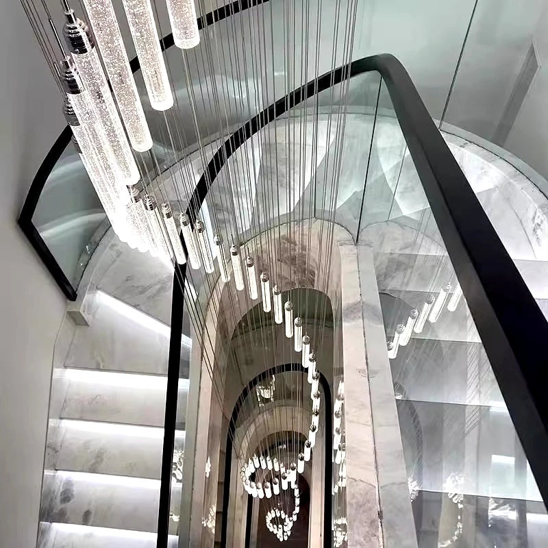 Modern Crystal Stair Chandelier Lights Indoor Lighting Ceiling Lamp Hanging Light Led Chandeliers for Living Room Indoor Lightin