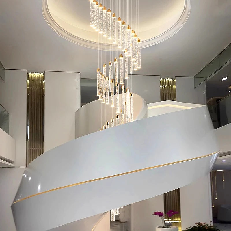 Modern Crystal Stair Chandelier Lights Indoor Lighting Ceiling Lamp Hanging Light Led Chandeliers for Living Room Indoor Lightin