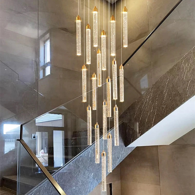 Modern Crystal Stair Chandelier Lights Indoor Lighting Ceiling Lamp Hanging Light Led Chandeliers for Living Room Indoor Lightin